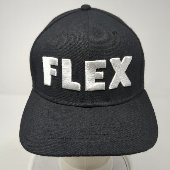 Flex Snapback Cap Black One Size Adjustable Embroidered Vented Holes 6 Panel - Picture 2 of 9